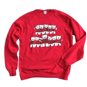Vintage 80s ‘Beary Christmas’ Red Raglan Holiday Ugly Christmas Sweatshirt